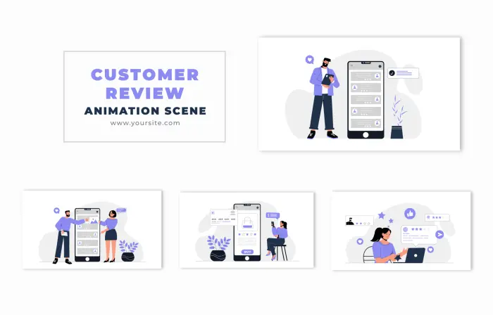 Customer Satisfaction Reviews Flat 2D Animation Scene